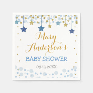 Servilleta De Papel Twinkle Twinkle Little Star Gold Blue Sparkle Baby