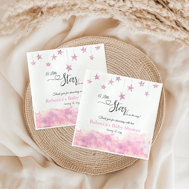 Servilleta De Papel Twinkle Twinkle Little Star Pink Girl Baby Shower (Subido por el creador)