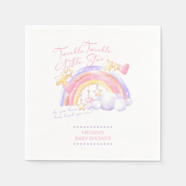 Servilleta De Papel Twinkle Twinkle Little Star Rainbow Baby Shower (Anverso)