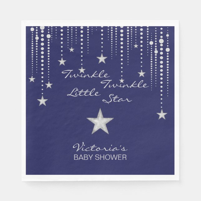 Servilleta De Papel Twinkle Twinkle Napkins Little Star - Azul, Plata (Anverso)