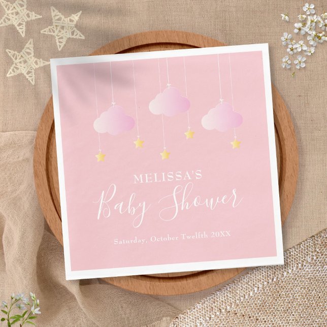 Servilleta De Papel Twinkle twinkle pequeña estrella bebé ducha rosa (Subido por el creador)