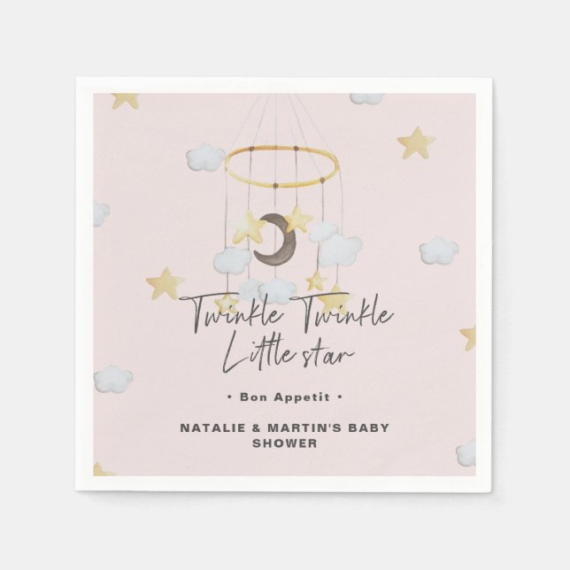 Servilleta De Papel Twinkle Twinkle Pequeña Estrella Chica Papel Baby  (Anverso)
