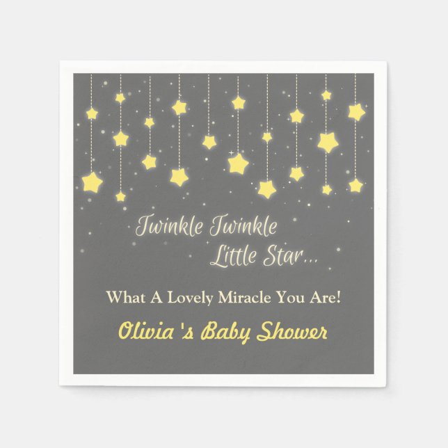 Servilleta De Papel Twinkle Twinkle Suministros de Baby Shower Little  (Anverso)