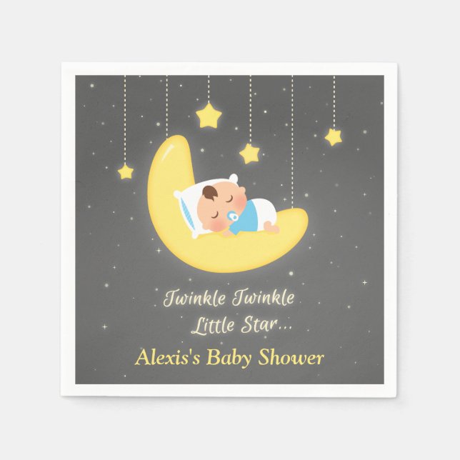 Servilleta De Papel Twinkle Twinkle Suministros de Baby Shower Little  (Anverso)