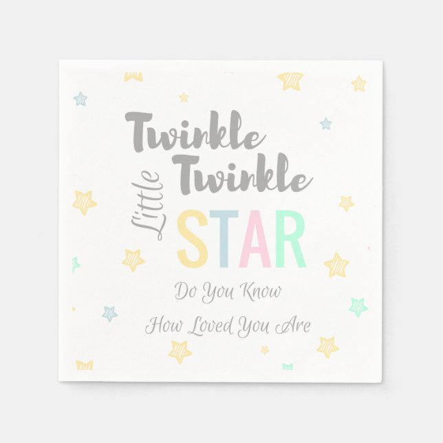 Servilleta De Papel Twinkle Twinkle Temática de la Estrella Pequeña -  (Anverso)