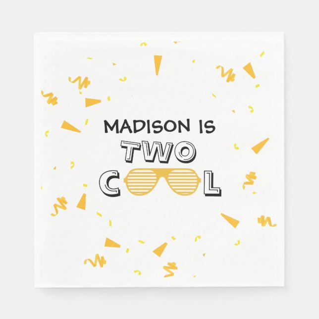 Servilleta De Papel TWO Cool Sunglass 2nd Birthday Party (Anverso)