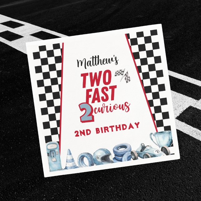 Servilleta De Papel Two Fast 2nd birthday Boy Racing Car Invitation (Subido por el creador)
