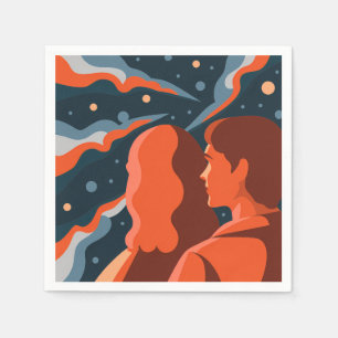 Servilleta De Papel Two Figures Contemplating an Abstract Cosmic Scene