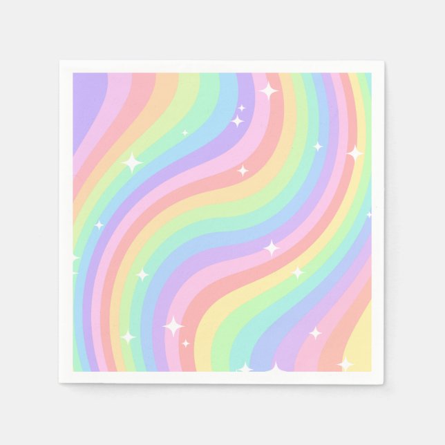 Servilleta De Papel Two Groovy | Retro Pastel Rainbow 2nd Birthday (Anverso)
