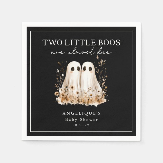 Servilleta De Papel Two Little Boos Ghosts Wildflower Baby Shower  (Anverso)