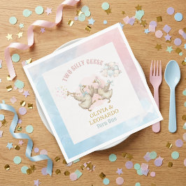 Servilleta De Papel Two Silly Geese Boy & Girl Twins Birthday