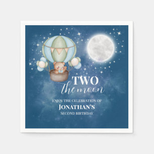 Servilleta De Papel Two The Moon Boy Bear Globo 2do Cumpleaños
