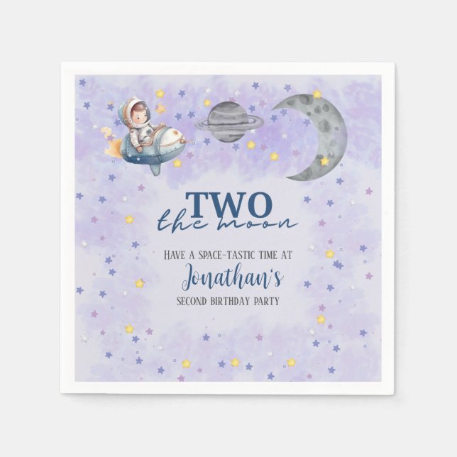 Servilleta De Papel Two The Moon Boy Space Rocket 2nd Birthday  (Anverso)