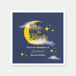 Servilleta De Papel Two The Moon Elegant Gender Neutral 2nd Birthday 