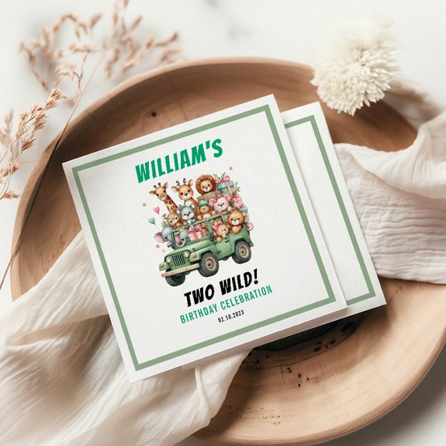 Servilleta De Papel Two Wild Safari Animal 2nd Birthday Party (Two Wild Safari Animal 2nd Birthday Party paper napkins
)