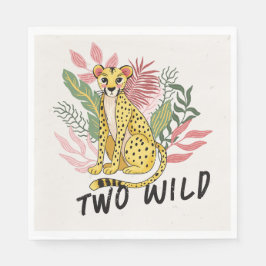 Servilleta De Papel Two Wild Safari Pink Cheetah Kids Birthday Party