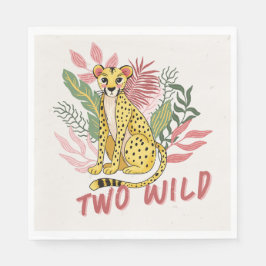 Servilleta De Papel Two Wild Safari Pink Cheetah Kids Birthday Party