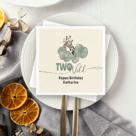 Servilleta De Papel Two Wild Tropical Giraffe Animal Birthday Party