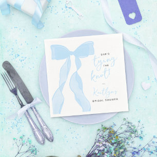 Servilleta De Papel Tying The Knot Elegante Lazo Azul para Despedida d