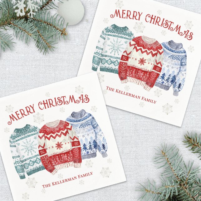 Servilleta De Papel Ugly Sweater Merry Christmas Party (Ugly Sweater Merry Christmas Party Napkins)