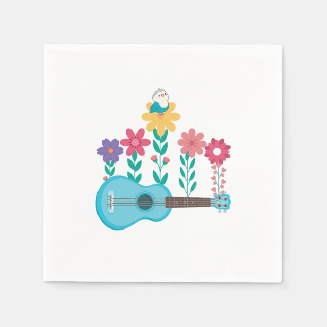 Servilleta De Papel Ukulele Guitar Flores Música Acústica Regalo de Ba (Anverso)
