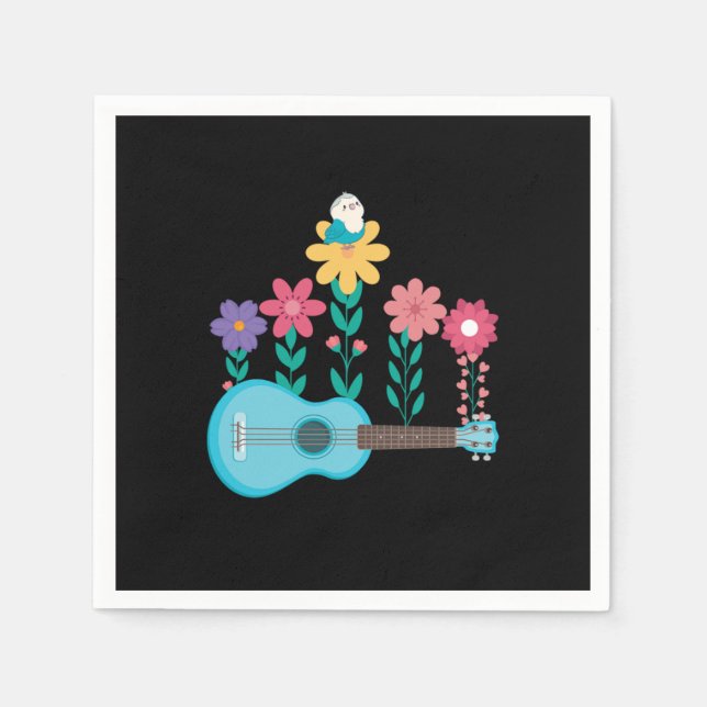 Servilleta De Papel Ukulele Guitar Flores Música Acústica Regalo de Ba (Anverso)