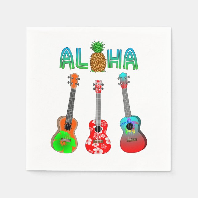 Servilleta De Papel Ukulele hawaiano Aloha Hawaii (Anverso)