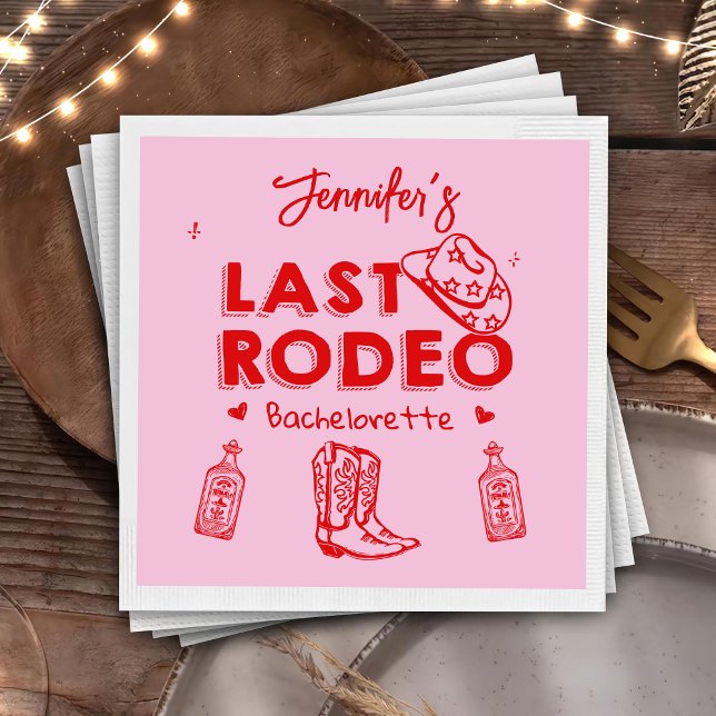 Servilleta De Papel Última fiesta de Bachelorette de Rodeo Rosa (Subido por el creador)