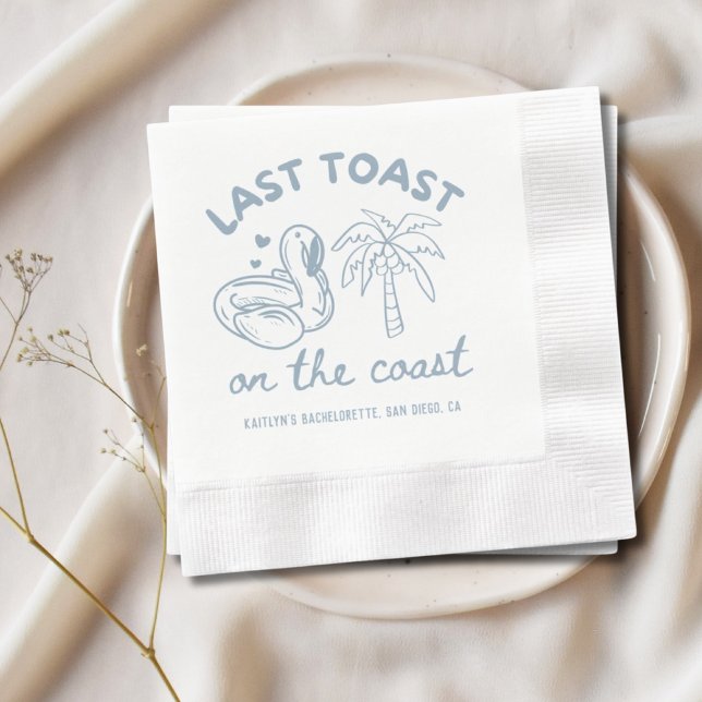 Servilleta De Papel Última tostada en las toallas de la Bachelorette d (Last Toast on the Coast Bachelorette Party Napkins)