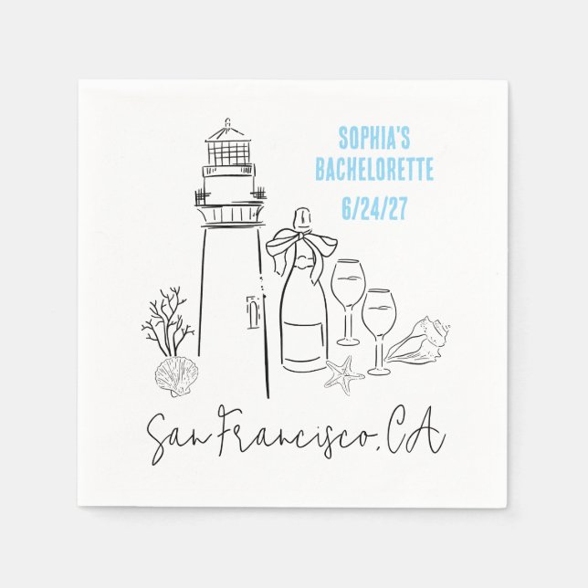 Servilleta De Papel Último brindis en la fiesta de soltera de la costa (Anverso)