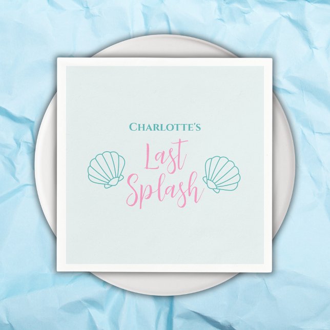 Servilleta De Papel Último chapuzón Fiesta de soltera de la sirena en  (last splash beach bachelorette party napkins shell mermaid)