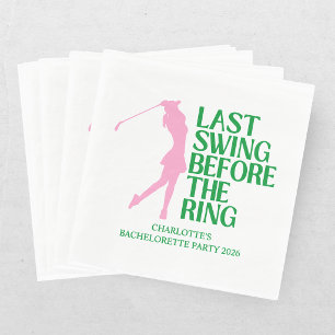 Servilleta De Papel Último Swing Golf Despedida de Soltera Rosa Verde