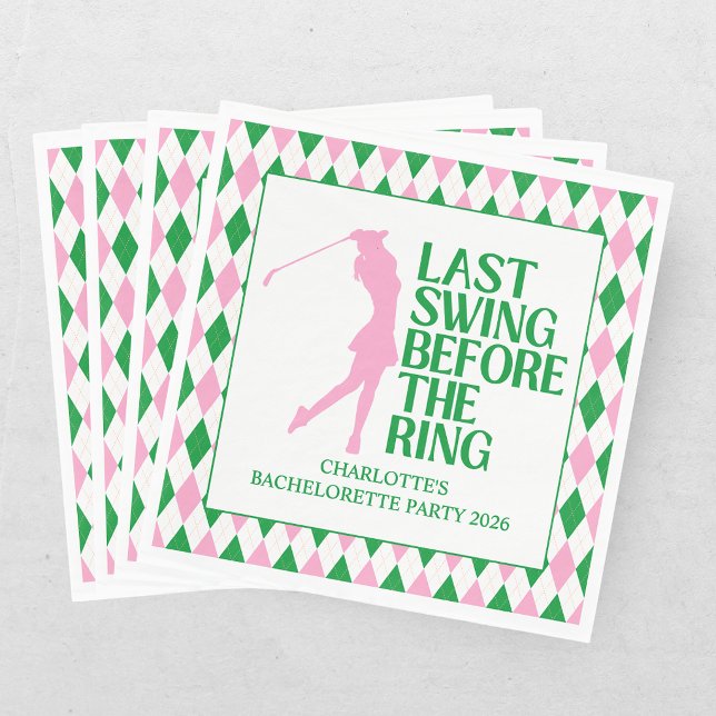Servilleta De Papel Último Swing Golf Despedida de Soltera Rosa Verde (Subido por el creador)