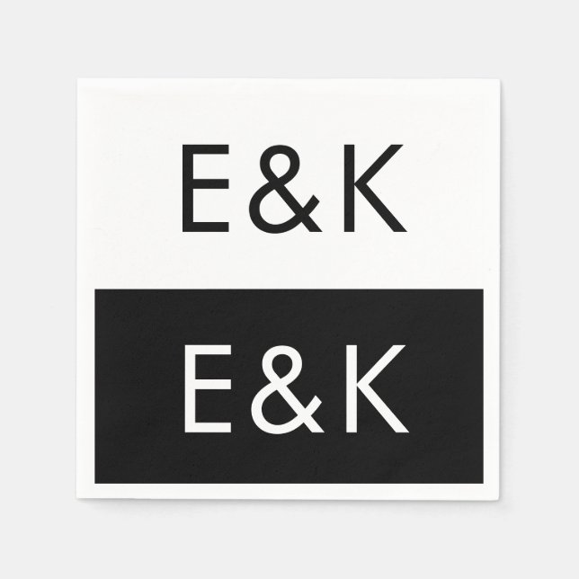Servilleta De Papel Ultra moderno negrita Gran Monograma Simple (Anverso)