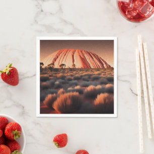 Servilleta De Papel Uluru "Ayers Rock" Australia Petróleo pintura,