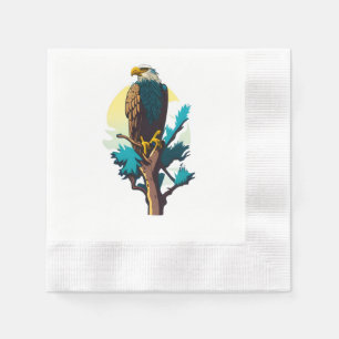 Servilleta De Papel Un águila calva encaramado sobre un árbol