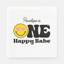 Servilleta De Papel Un amarillo rosado Feliz cumpleaños primer cumplea