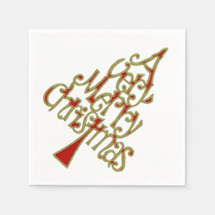 Servilleta De Papel Un Árbol De Navidad Muy Feliz