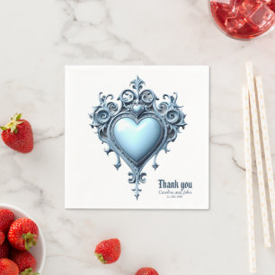 Servilleta De Papel Un arco azul claro ornamentado con acentos florale