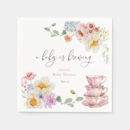 Servilleta De Papel Un bebé elabora un Baby Shower de té con flores si
