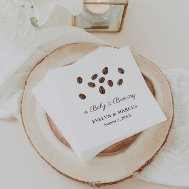 Servilleta De Papel Un bebé está preparando café Baby Shower o Boda (A little bean is brewing coffee-theme baby shower napkins)