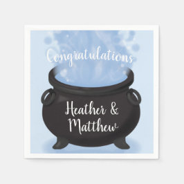 Servilleta De Papel Un bebé está preparando una bruja Baby Shower azul