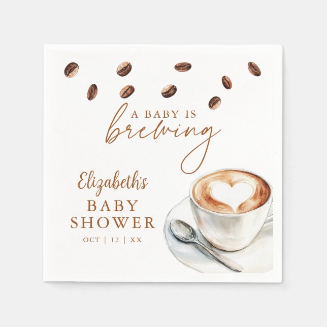 Servilleta De Papel Un bebé prepara café Baby Shower (Anverso)