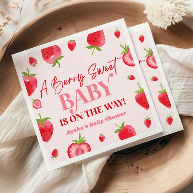 Servilleta De Papel Un Berry Sweet Baby Strawberry Baby Shower (Subido por el creador)