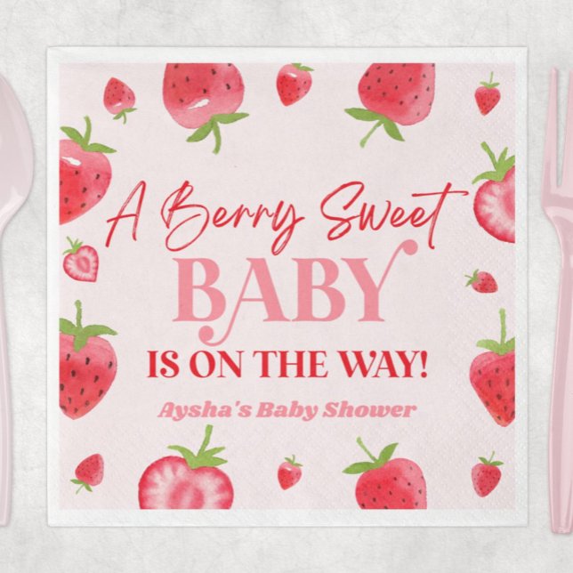 Servilleta De Papel Un Berry Sweet Baby Strawberry Baby Shower (Subido por el creador)