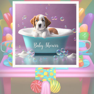Servilleta De Papel Un cachorro lindo en una bañera con jabón