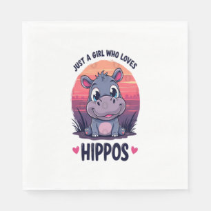 Servilleta De Papel Un Chica que ama a Hippos - Un bebé lindo Hippo Mo