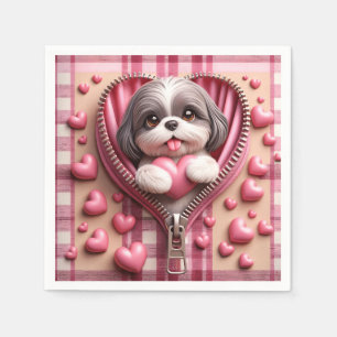 Servilleta De Papel Un chih zu chiita en 3D con un fondo rosa y blanco
