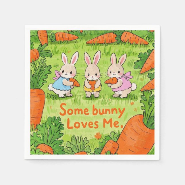 Servilleta De Papel Un conejo de Pascua me ama (Anverso)