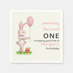 Servilleta De Papel Un conejo es un globo de conejo lindo, primer cump